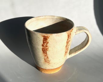 Handmade Striped Ceramic Mug, Modern Neutral Decor