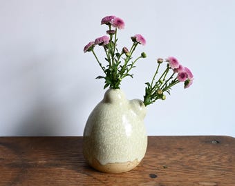 Handmade Multi-Stem Tulipiere Vase, Salt Fired, Ceramic Table Centerpiece