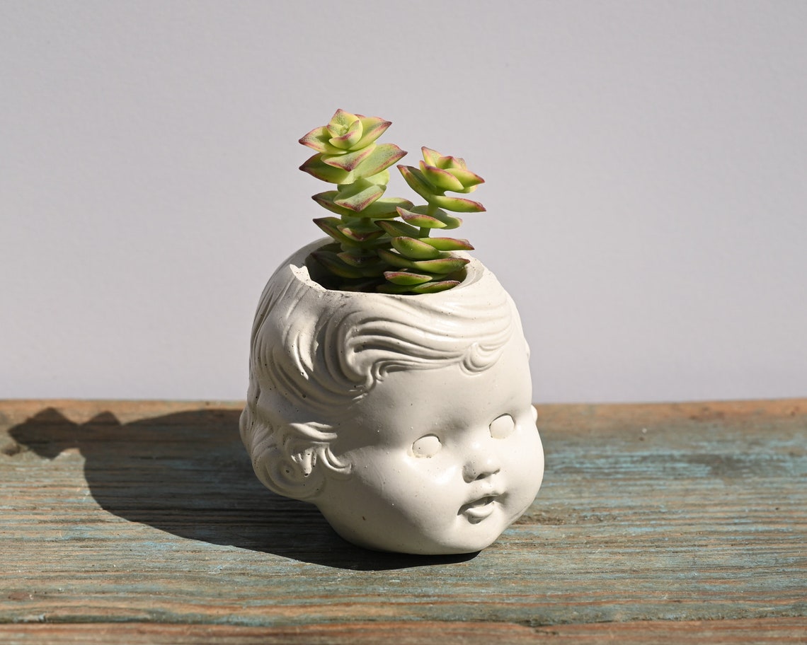 Small Doll Head Planter Baby Head Plant Pot Baby Girl Doll Etsy
