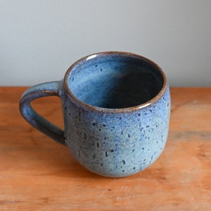 Handmade Ceramic Mug, Blue Speckled Glaze, Wheel Thrown Pottery Coffee Tea Cup, Mugshot Monday, Modern Ceramics image 5