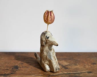 Ceramic Dog Bud Vase, Dog Mom Gift, 3.5 inches tall