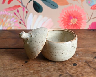 Handmade Cream Ceramic Lidded Decorative Jar, Wheel Thrown Slip Dots Jar, Creative Pottery, Clay Jar