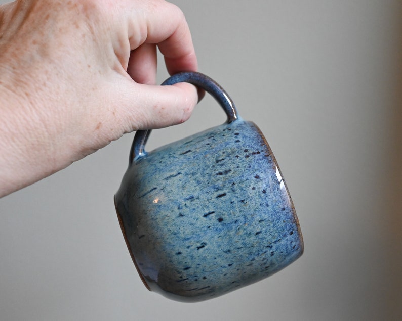 Handmade Ceramic Mug, Blue Speckled Glaze, Wheel Thrown Pottery Coffee Tea Cup, Mugshot Monday, Modern Ceramics image 2