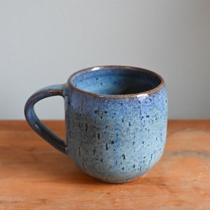Handmade Ceramic Mug, Blue Speckled Glaze, Wheel Thrown Pottery Coffee Tea Cup, Mugshot Monday, Modern Ceramics image 1