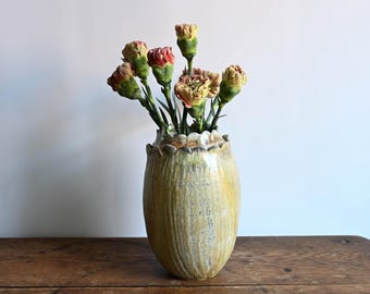 Large Handmade Ceramic Vase, 8 inches high, Wood Fired Pottery