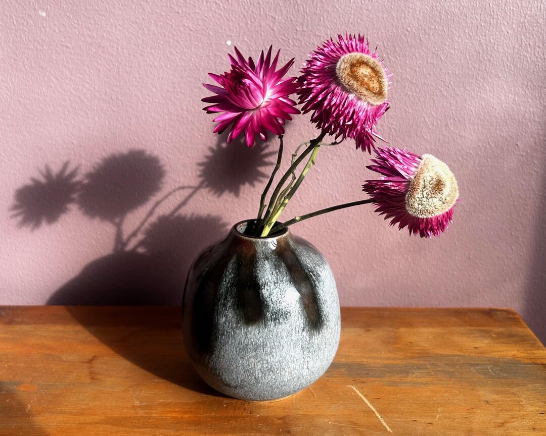 Handmade Round Lavender and Purple Bud Vase, 4 Inches High, Wheel ...