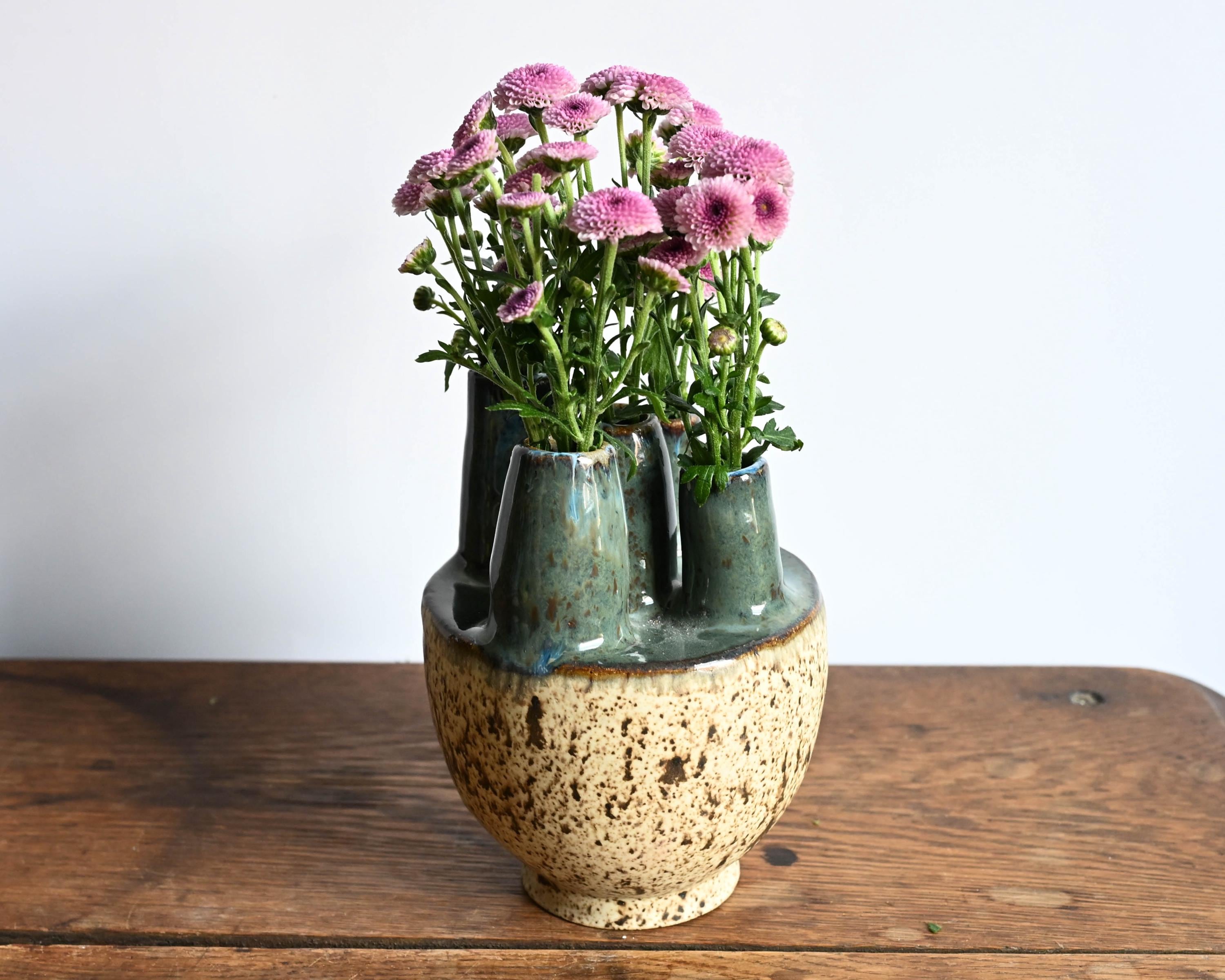 Handmade Multi-stem Ceramic Vase, Ikebana Tulipiere - Etsy