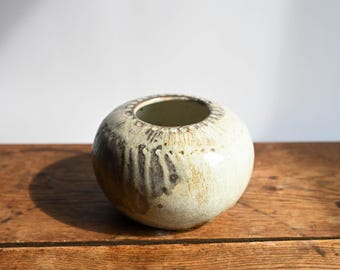Wood Fired Ceramic Moon Jar, 3.5 x 5 inches,  Modern Home Decor