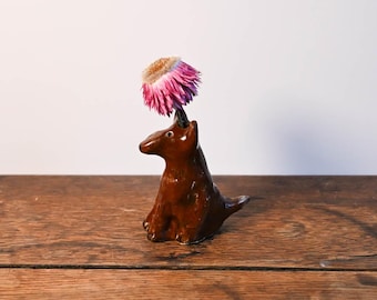 Petit vase bourgeon de chien en céramique borgne, cadeau pour maman de chien, 3 pouces de haut