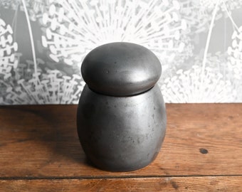 Handmade Black Ceramic Lidded Jar, Bubble Shape Jar, 5.5 inches high, Wheel Thrown Pottery, Home Decor Ceramics, Creative Pottery