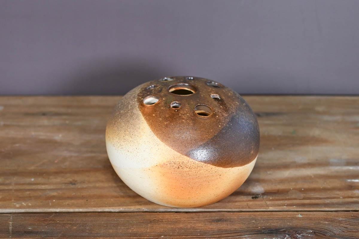 Handmade Wood Fired Frog Vase, 3 Inches High, Ikebana, Multi-stem