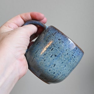 Handmade Ceramic Mug, Blue Speckled Glaze, Wheel Thrown Pottery Coffee Tea Cup, Mugshot Monday, Modern Ceramics image 3