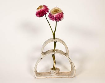 Handmade Single Stem Vase, Hand Built, White Speckled Vase
