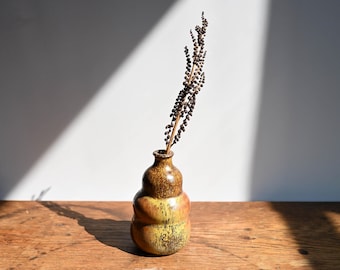 Wood Fired Stoneware Bud Vase, 4.25 Inches Tall