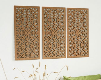Marokkanische Wandpaneele, Arabeskenpaneele, dekorative Holzpaneele, Gitterpaneele, arabische Holzwandkunst, geometrische Holzwandkunst, Holzwandakzente