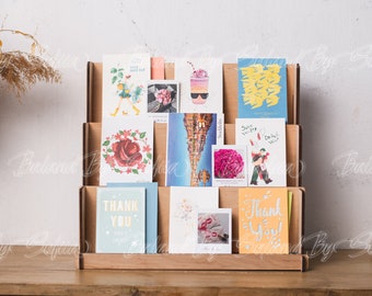 Grußkartenständer, Einzelverkaufsständer, Postkartenständer, Aufkleberständer, 3-stufiger Ständer, Holzständer