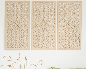 Marokkanische Holzplatte, Gitterplatten, Arabische Holzwandkunst, Dekorative Holzwandplatte, Laser geschnittene Holzplatte