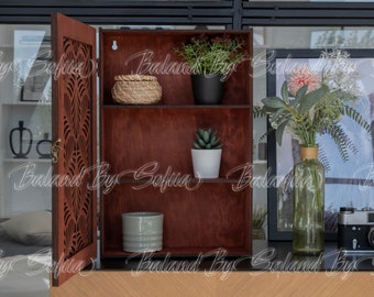Apothecary cabinet, Medicine cabinet with door, Small wood cabinet, Bathroom cabinet wall mount, Curio storage cabinet, Wood display cabinet