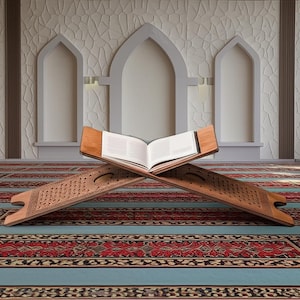 Houten koranstandaard om te lezen, islamitische boekenhouder, korandecor voor gebedsruimte, moslim interieur, Arabische kalligrafie cadeau