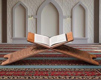 Wooden Quran stand for reading, Islamic book holder, Quran decor for prayer room, Muslim home decor, Arabic calligraphy gift