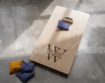 Custom cornhole boards with bags, Monogram cornhole boards, Custom cornhole set,Cornhole boards logo,Yard games family,Wedding cornhole bags