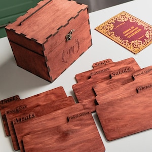 Personalized Wooden Recipe Box, Custom Recipe Box with Dividers, Engraved Recipe Box, Recipe Card Holder for Bridal Shower