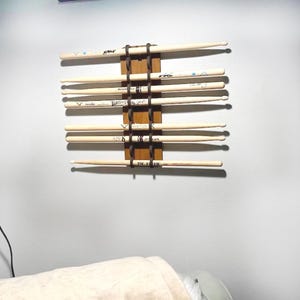 Suporte de exibição de baquetas de madeira, suporte de parede para baquetas, prateleira organizadora de baquetas, presente para baterista, armazenamento de acessórios para bateria, decoração de sala de música