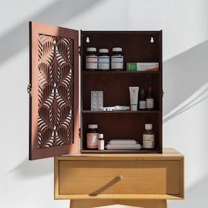 Wall Mounted Medicine Cabinet, Rustic Bathroom Storage Cabinet, Wood Wall Cabinet For Bathroom, Decorative Wall Cabinet Bathroom