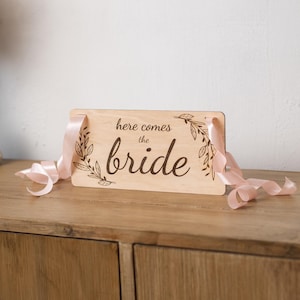 Here comes the bride wedding sign, Ring bearer sign wooden, Flower girl sign, Personalized wedding sign, Ring boy sign, Rustic wedding sign