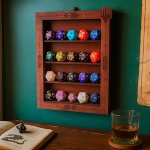 Dice display shelf for tabletop games, DnD dice storage rack, RPG dice holder wall mount, custom dice organizer for collectors