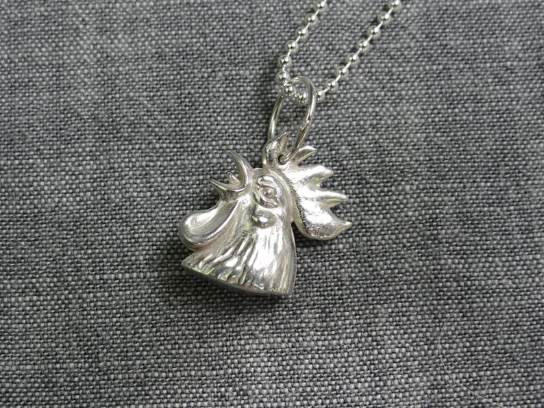 1 Rooster charm dark silver tone stainless steel B140