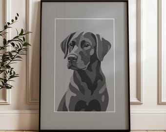 Minimalistisches Hunde Portrait Poster, Neutraler Hund Wand Kunst Druck, Hunde Liebhaber Housewarming Dekor Geschenk für Hundeltern Mama Papa
