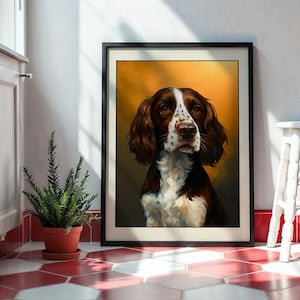 Springer Spaniel Dog Portrait Wall Art, Realistic Pet Print for Dog Lovers, Animal Poster for Home, Office or Gift Idea, House warming decor
