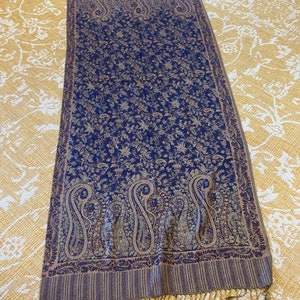 Pashmina Schal Navy/Hellbraun