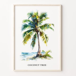 Coconut Tree Wall Art Poster, Tropical Beach Decor, Coconut Tree Art Print, Coastal Wall Art, Palm Tree Decor, C31-526