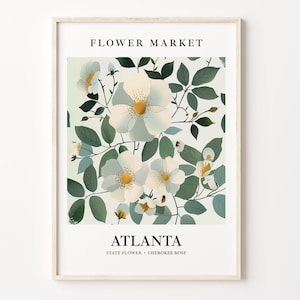 Atlanta Flower Market Art Print: Cherokee Rose Botanical Pastel Artwork