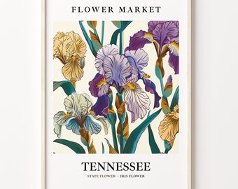 Tennessee Iris Art Print: 1960s Botanical Pastel Wall Decor