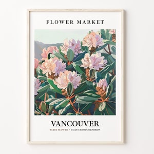 Vancouver Flower Market Art Print: Coast Rhododendron Botanical Poster