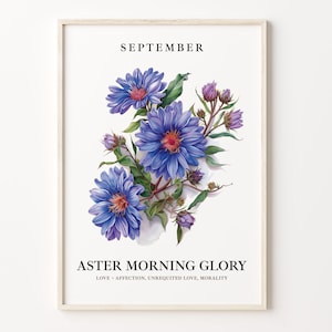 September Flower Market Art Print: 1960s Aster Morning Glory Poster Bild 1