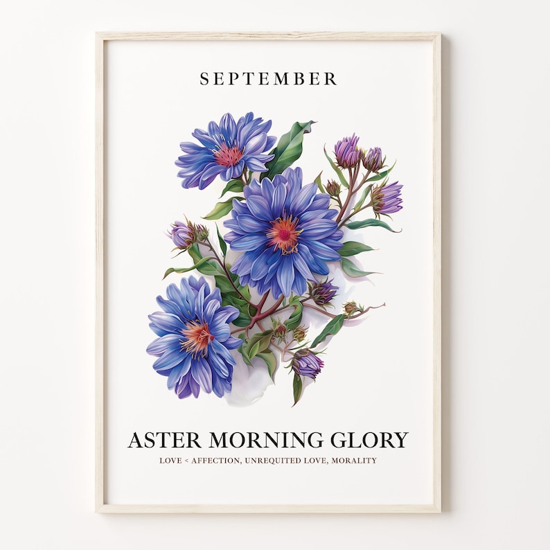 September Flower Market Art Print: 1960s Aster Morning Glory Poster Bild 1