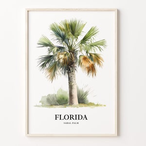 Florida State Tree Art Print, Sabal Palm Tree Wall Art, State Symbol Artwork, Florida Home Decor, Botanical Print, C31-13