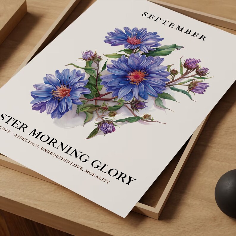 September Flower Market Art Print: 1960s Aster Morning Glory Poster Bild 7