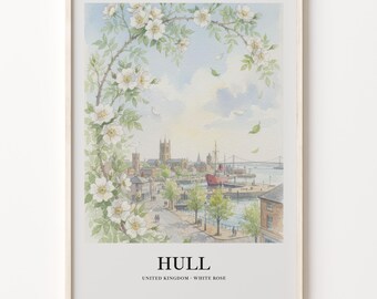 Hull Poster, Watercolor City Art on 200 Gsm Matte Paper