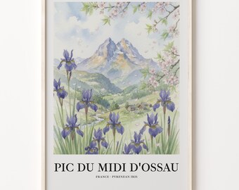 Watercolor Art Print of Pic du Midi d’Ossau, Matte Paper Mountain Landscape