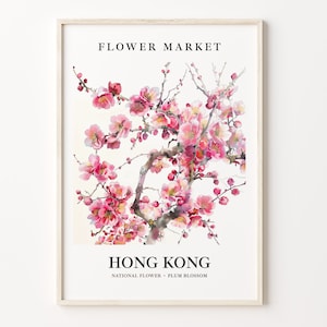 Hong Kong Flower Market Art Print, China Wall Art Poster, Botanical Decor, Floral Artwork, Hong Kong Flower Wall Decor, C31-566