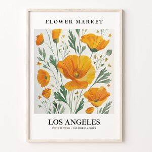 California Poppy Art Print: Los Angeles Flower Market Pastel Botanical Artwork