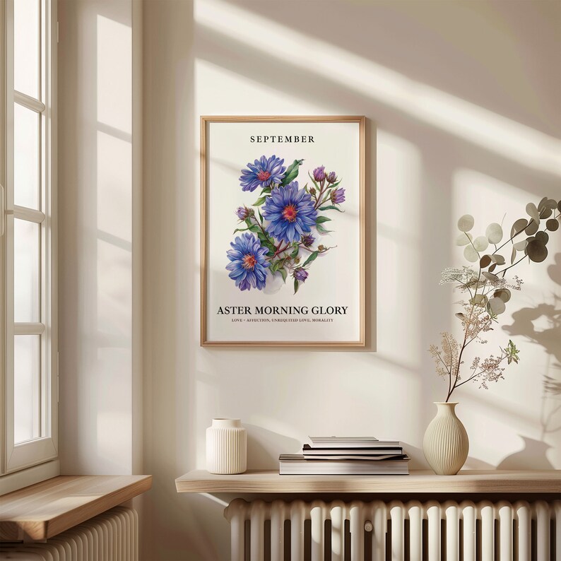 September Flower Market Art Print: 1960s Aster Morning Glory Poster Bild 2