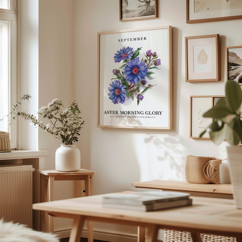 September Flower Market Art Print: 1960s Aster Morning Glory Poster Bild 3