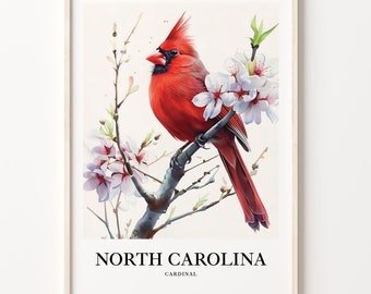 North Carolina Cardinal & Dogwood Art Print, C31-97