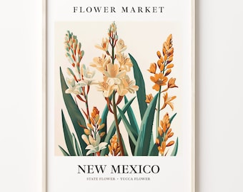 Yucca Flower Art Print: 1960s Vintage Botanical, New Mexico State Flower
